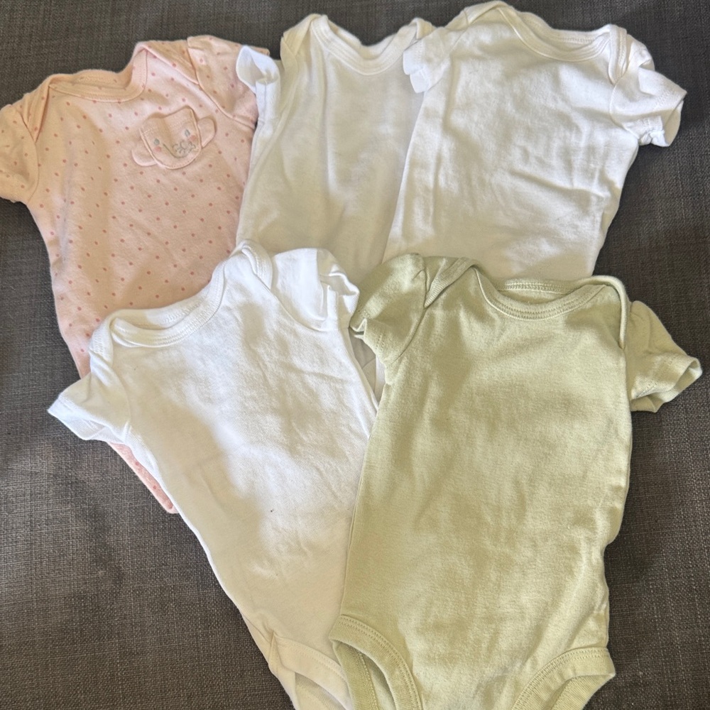Carter's Pink and White Baby Bodysuit Set